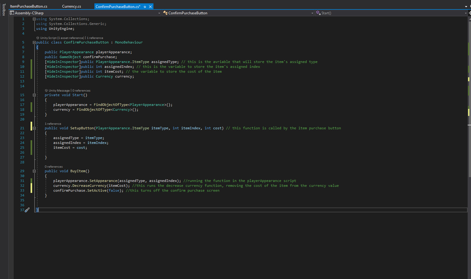 This script runs the confirm purchase, sending the purchased item's information to the player appearance script.