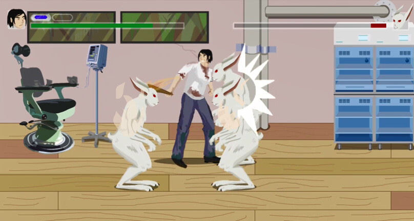The first level of the game, when the player has minimal upgrades
