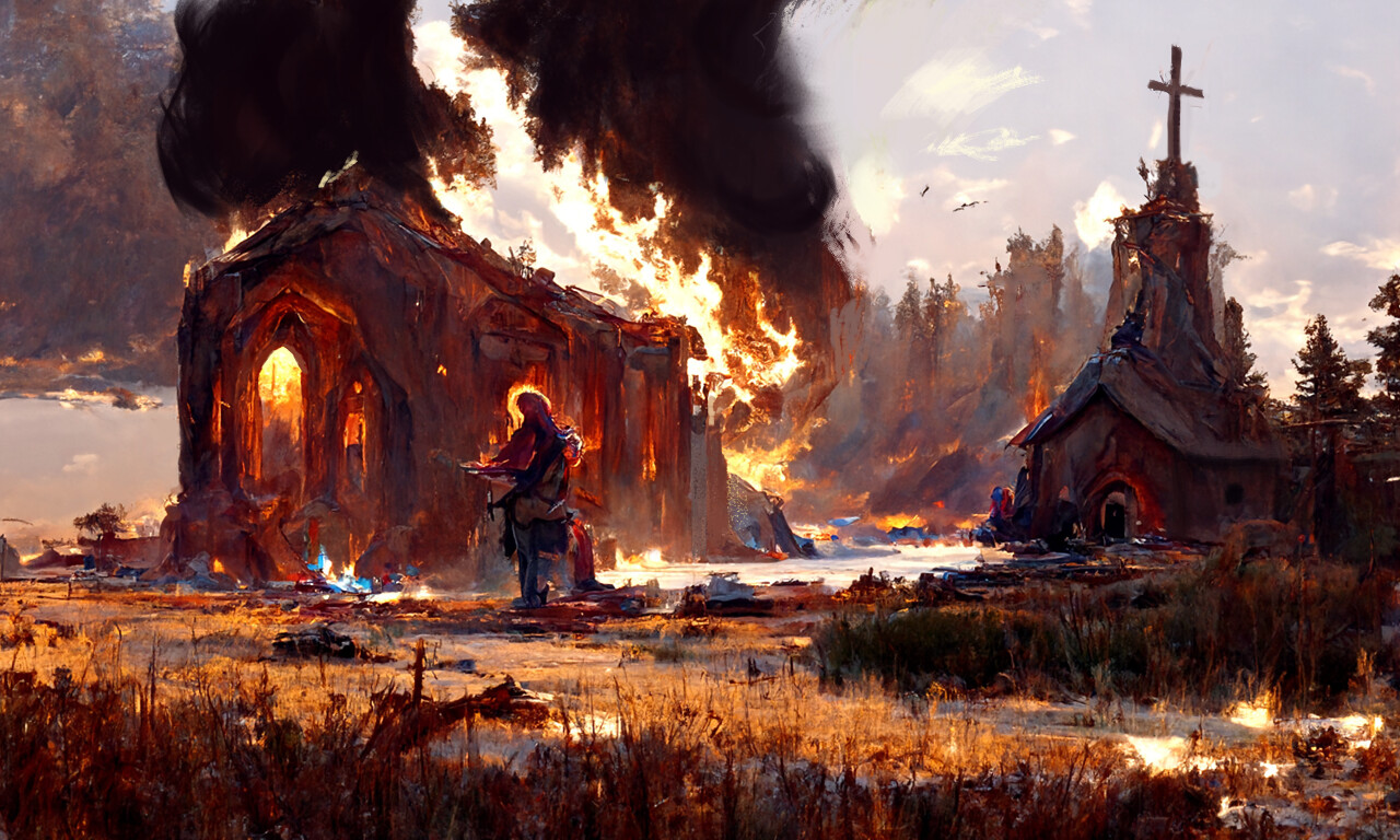 ArtStation burning church 401