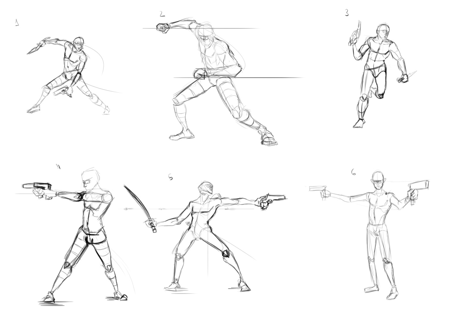 Sketches for the final pose for presentation