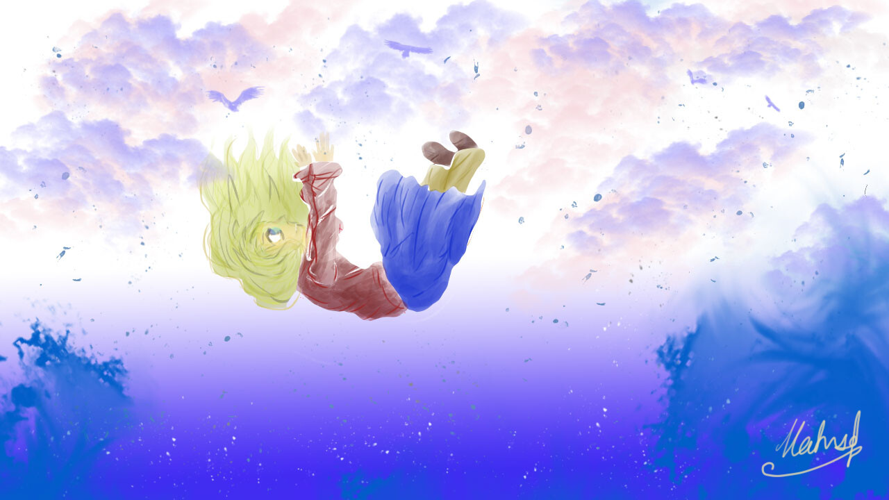 girl falling from sky art