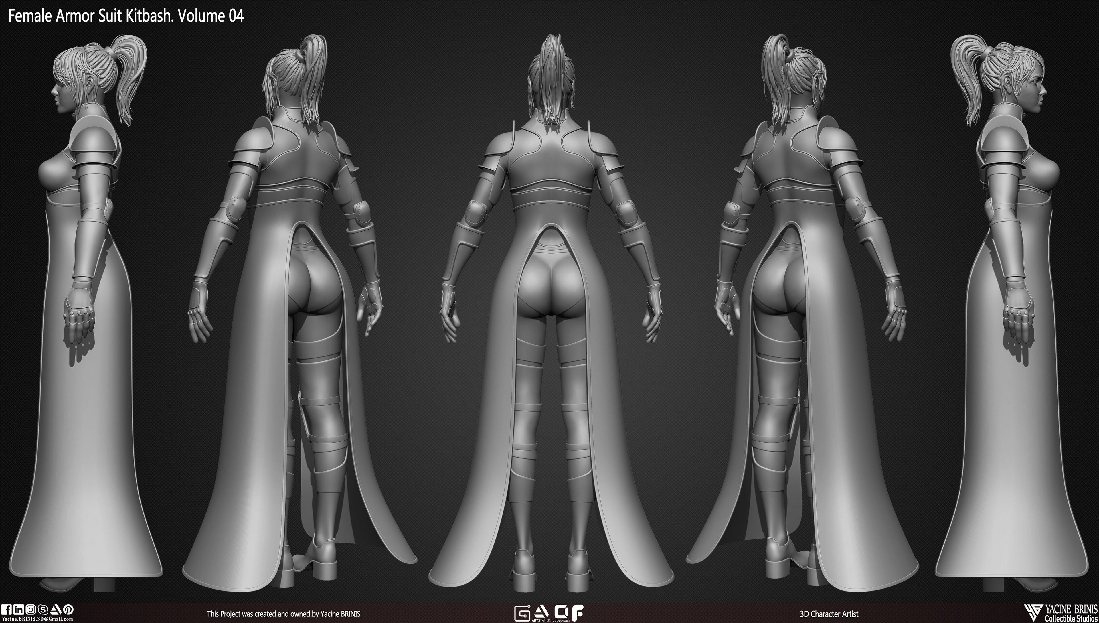 Female Armor Suit Kitbash Vol 04 sculpted By Yacine BRINIS Set 005