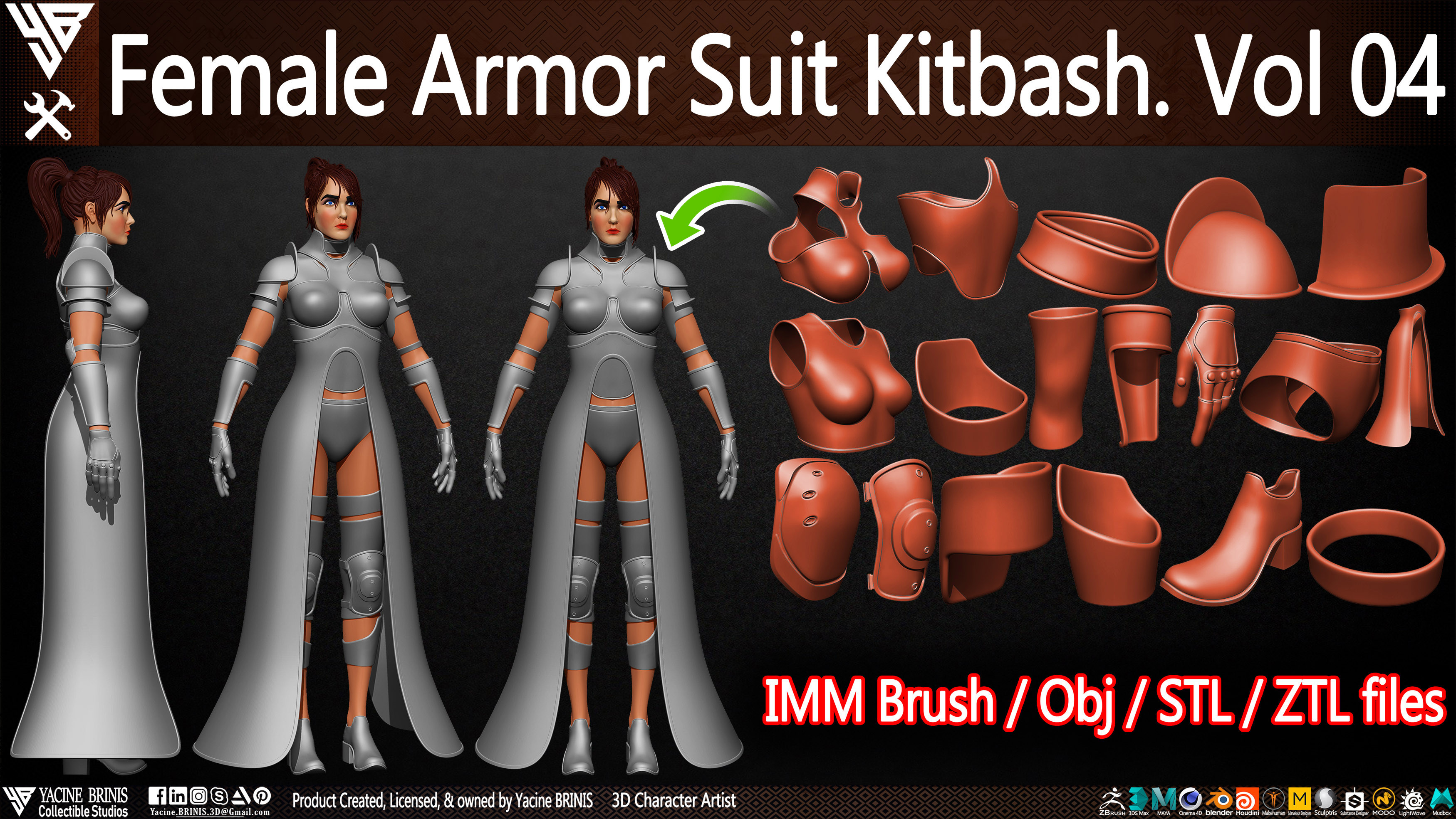 Female Armor Suit Kitbash Vol 04 sculpted By Yacine BRINIS Set 001