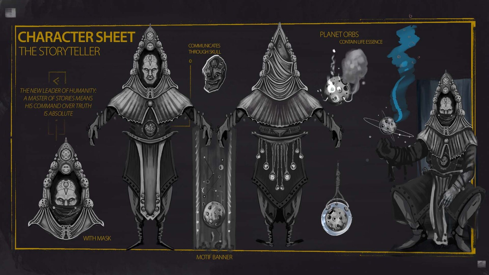 Storyteller Character Concept - the one that leads humanity into outer space through mastery of his message
