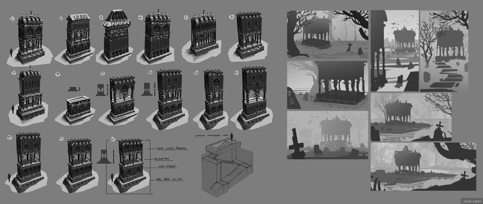 More design explorations, until the final shape was born. On the right side composition thumbnails.