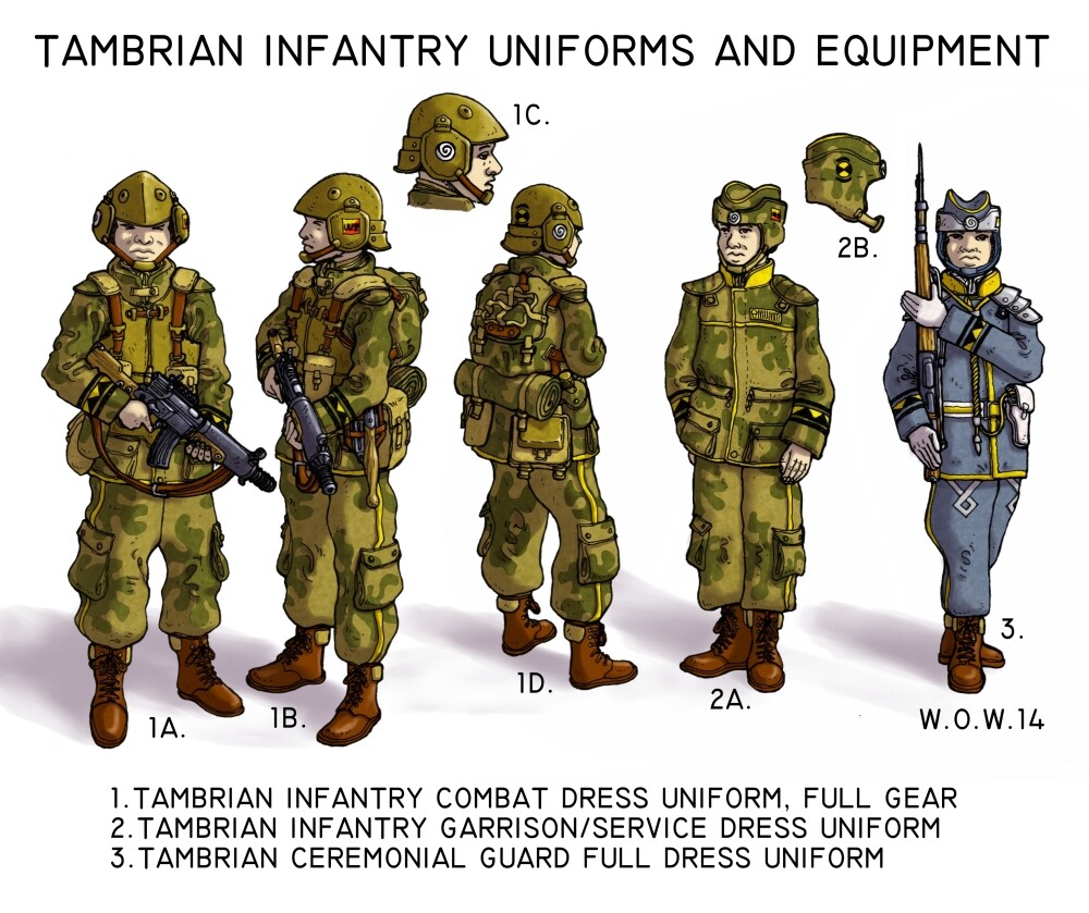 Tambrian army uniforms and accoutrements. 