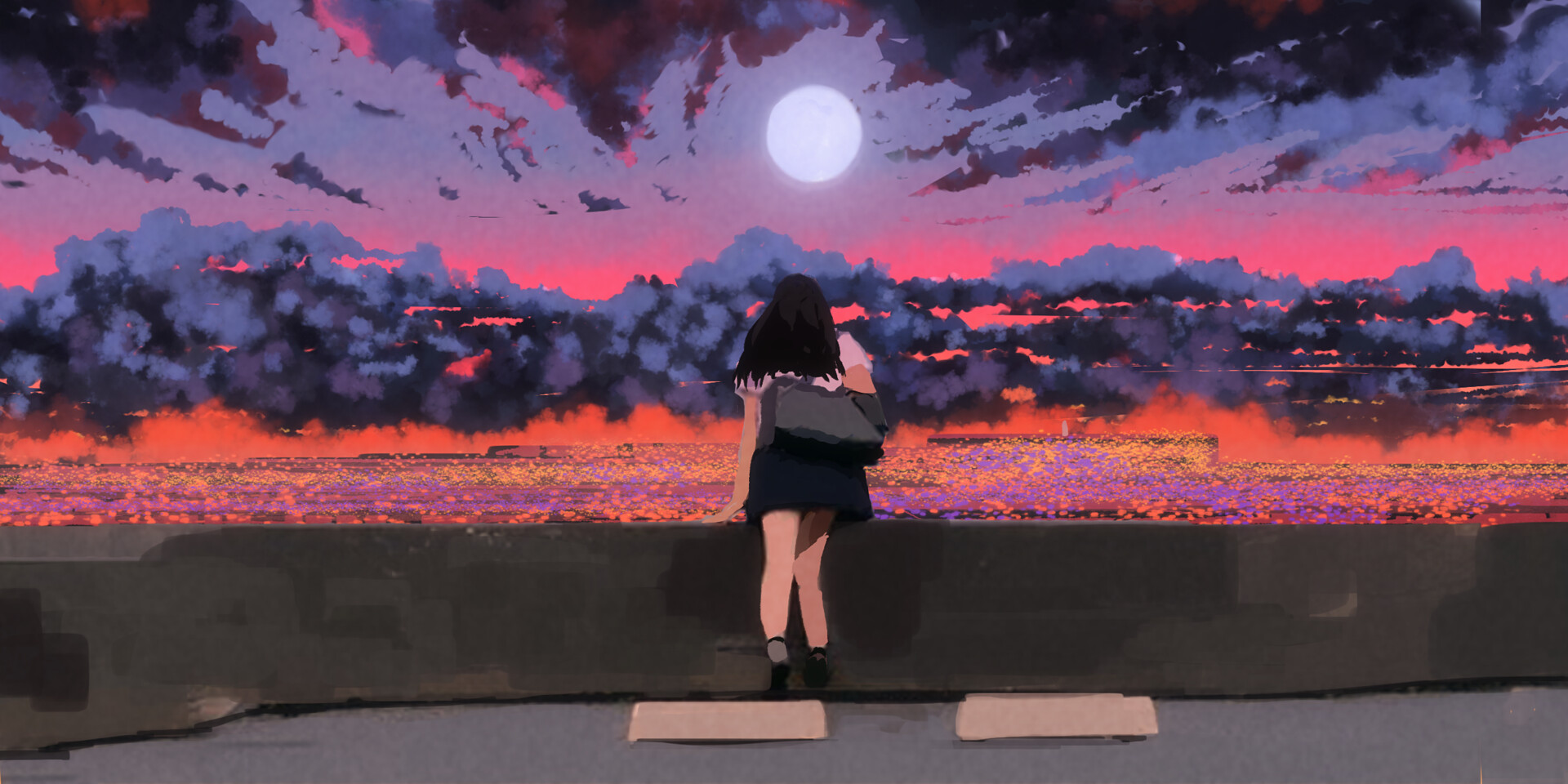 ArtStation - Anime Styled City Sunset | Anime Girl