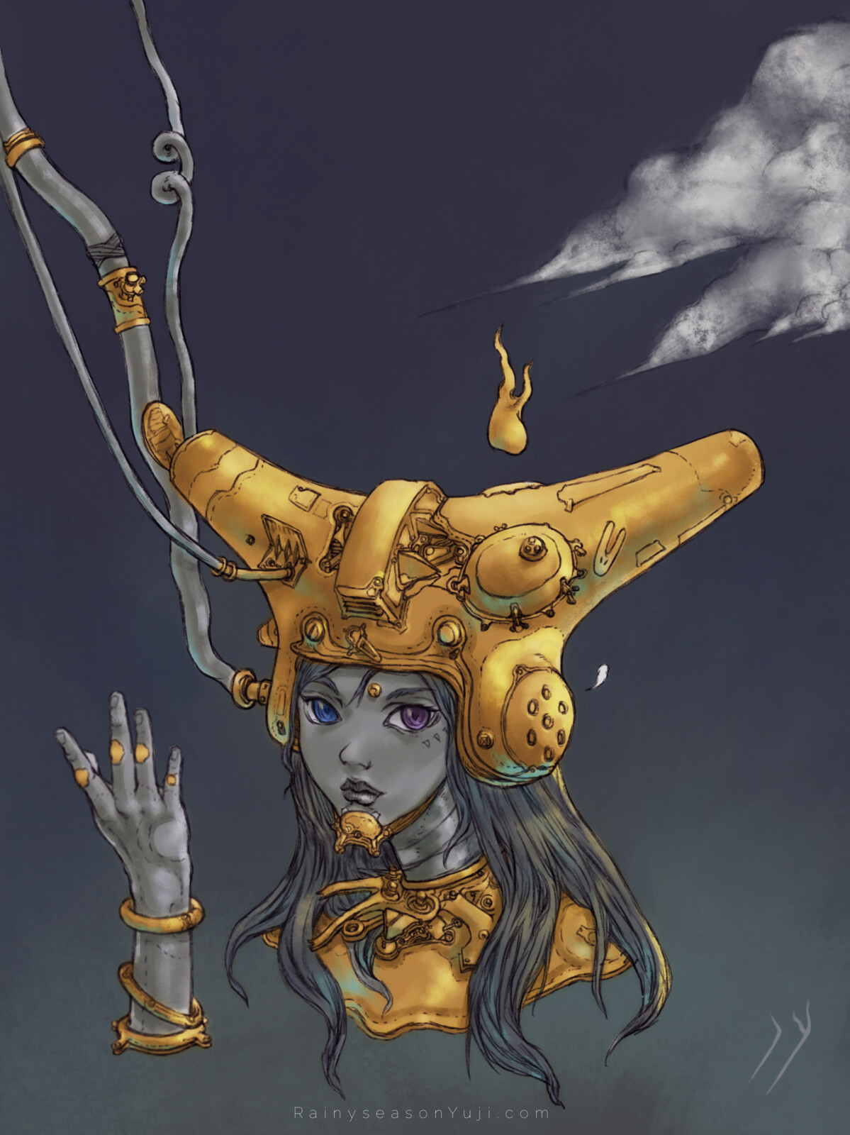 Girl with Horned Helmet