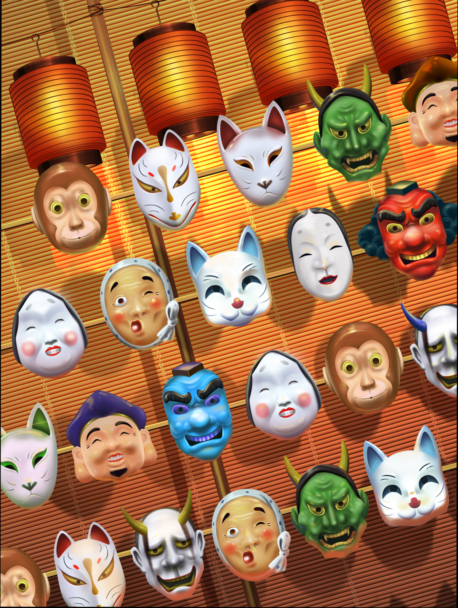 ArtStation - Decorative Masks (装飾仮面) - Game Art (in anime style)