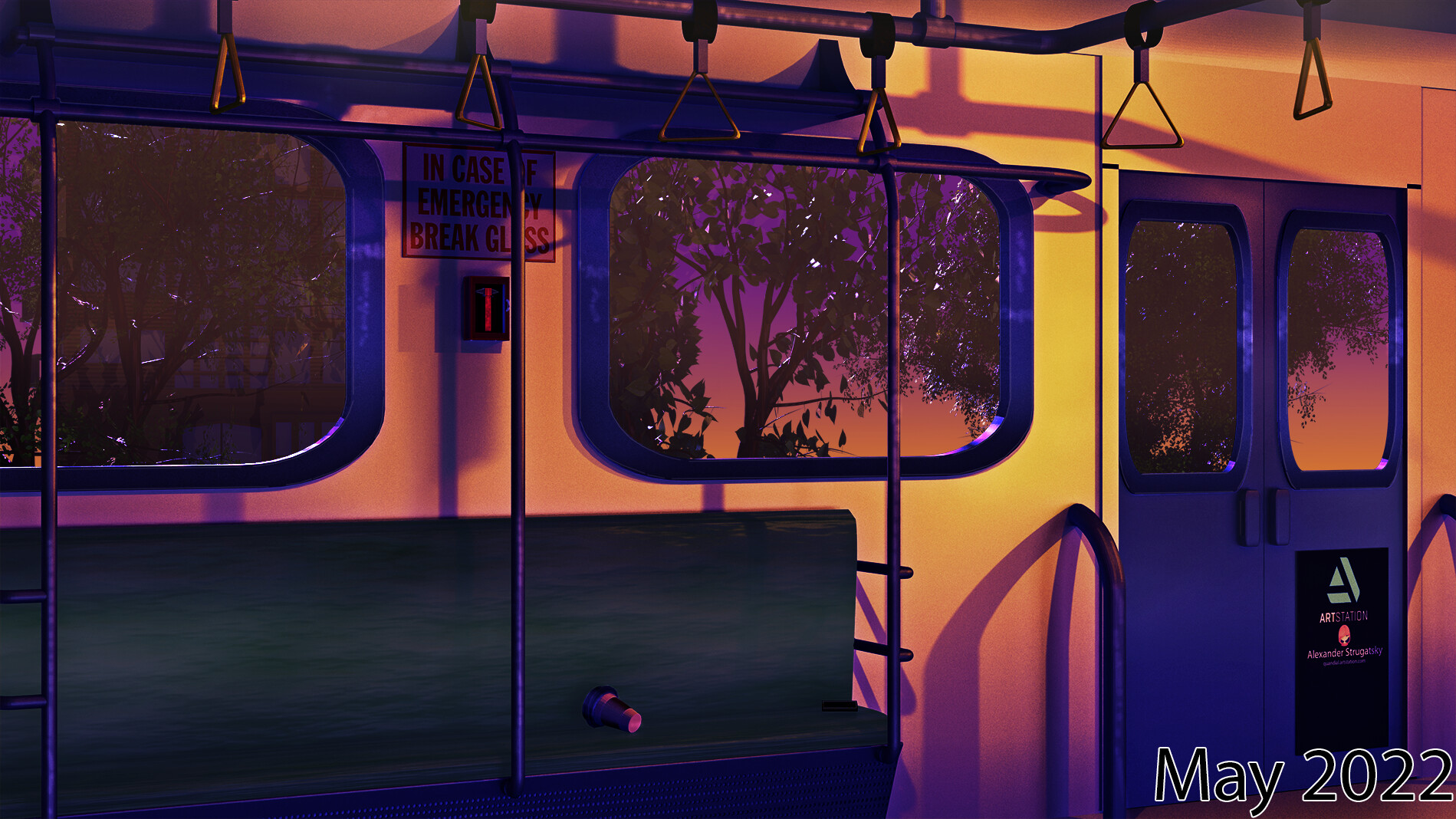 ArtStation Train ride at sunset