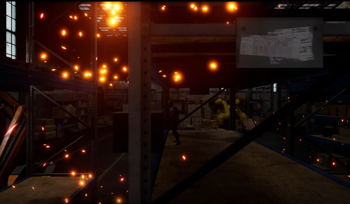 In the storage area you had to move push able objects on top of each other in order to get to the top. The player had to make use of the gravity flip here as well. 