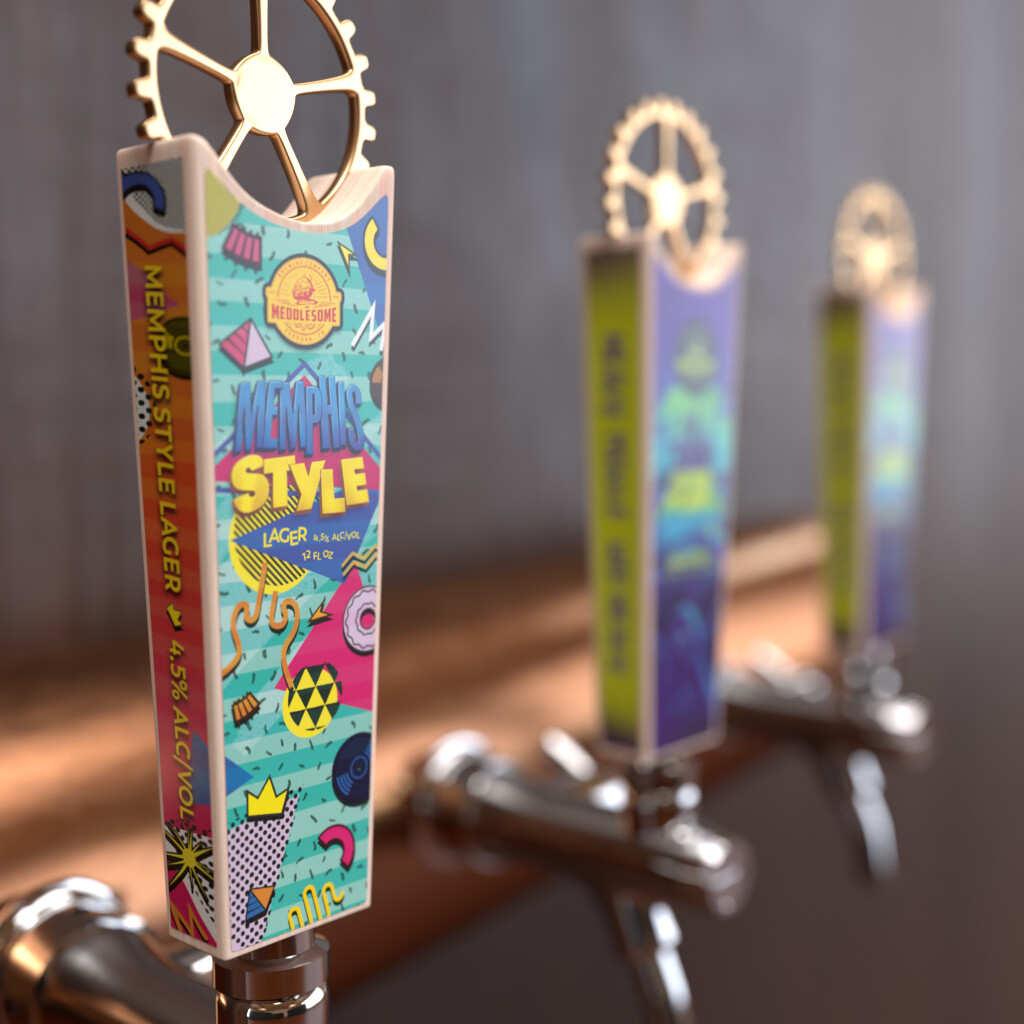 Mockup of the tap handle done in Adobe Dimension.