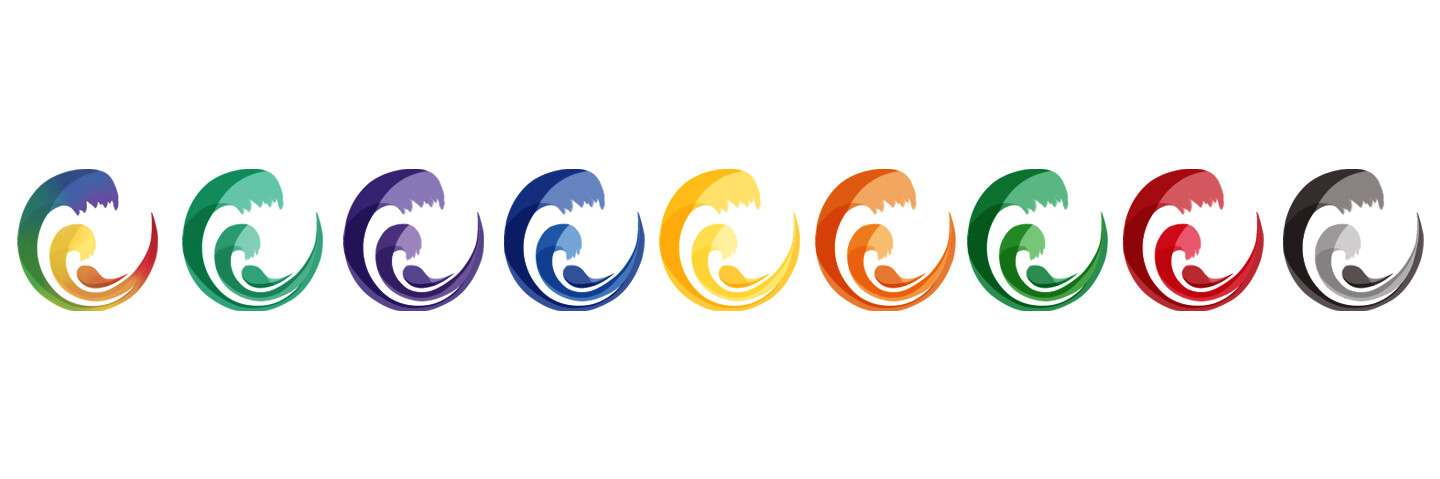 Logo and colour swatch buttons designs