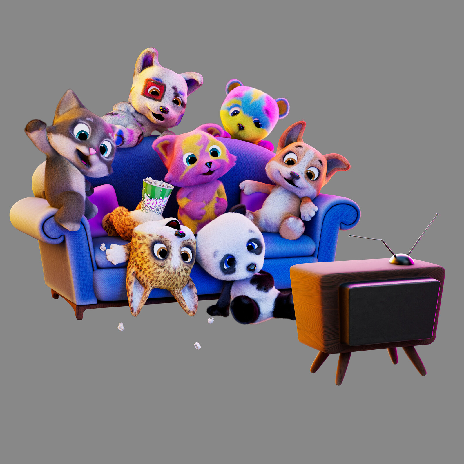 TV and Couch. Lighting and Rendering