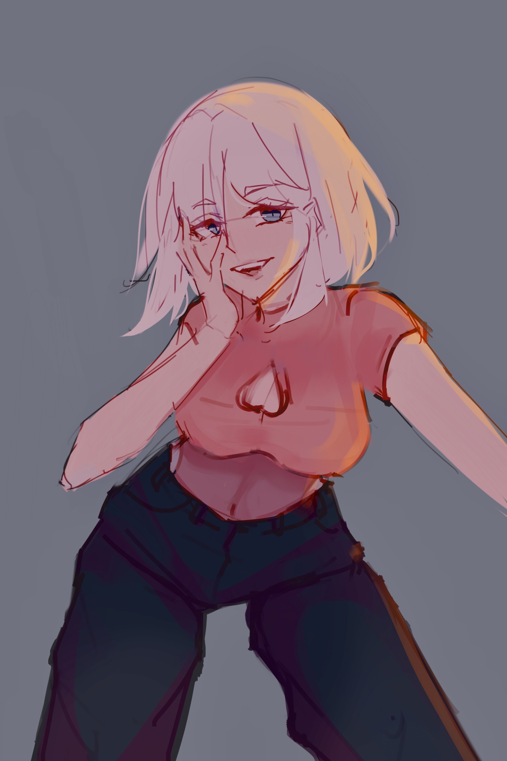 ArtStation - Sketch. Anime girl with white hair