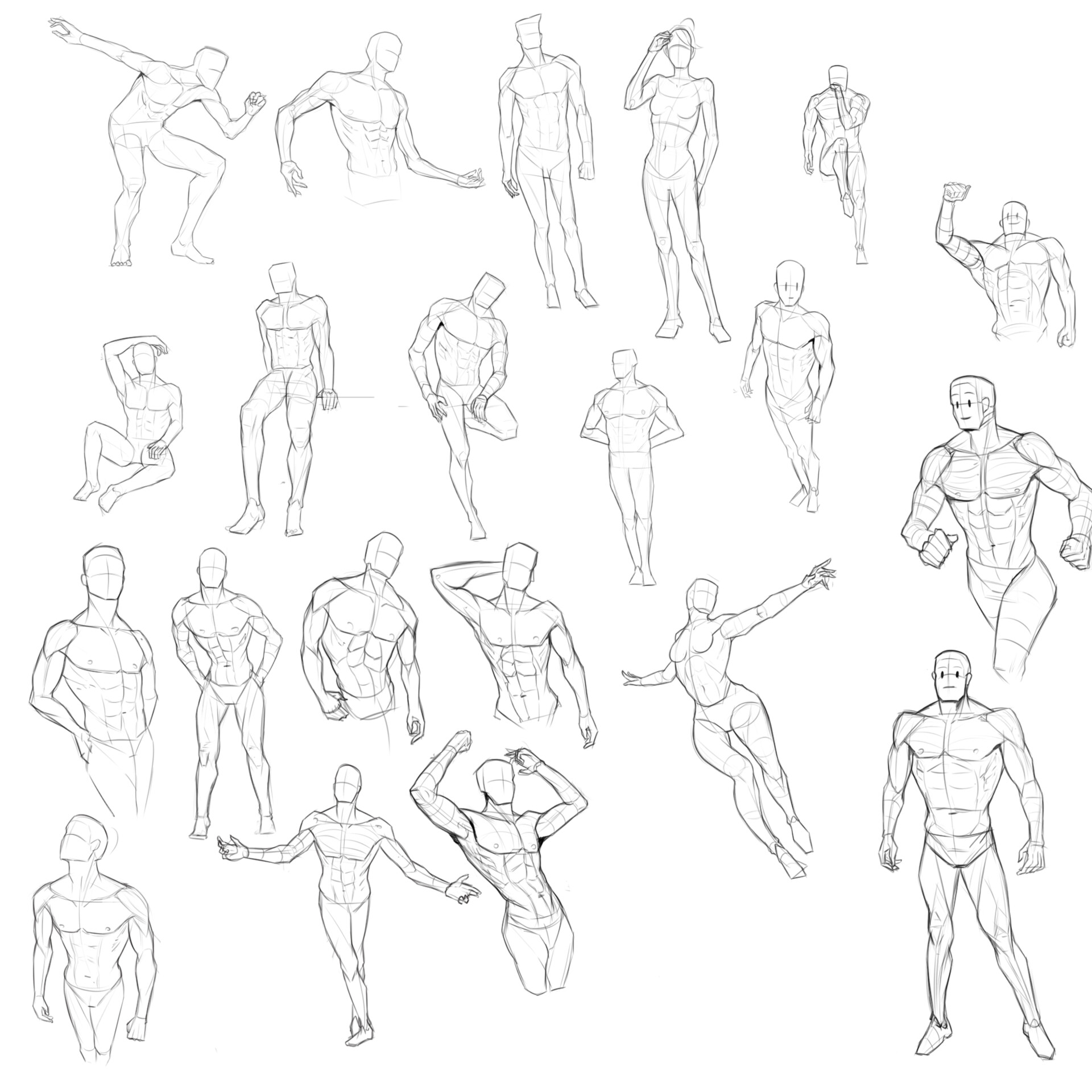 Drew some action poses in photoshop | Male body art, Action poses, Human figure  drawing