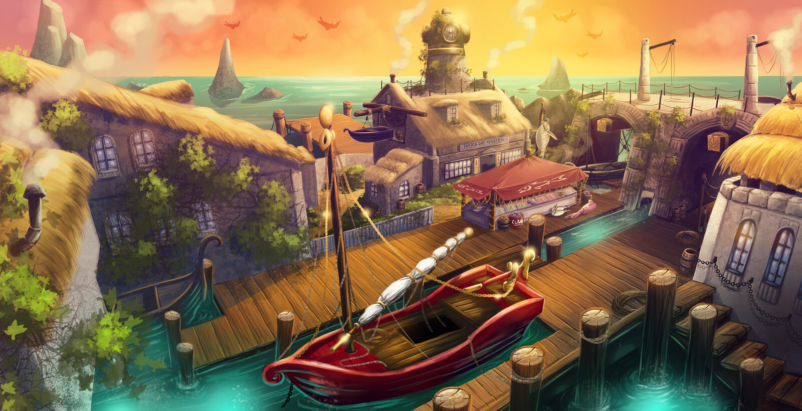 I painted and designed this in photoshop. I had a lot of fun with the little fish market. 