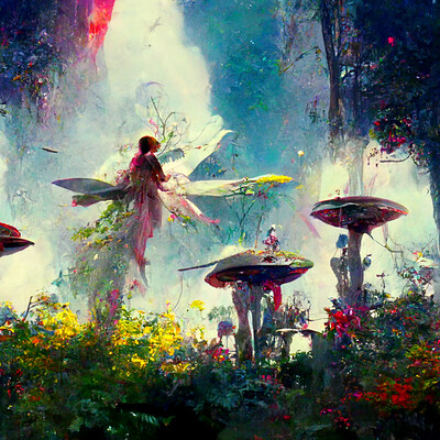 Faeries in a fantasy forest