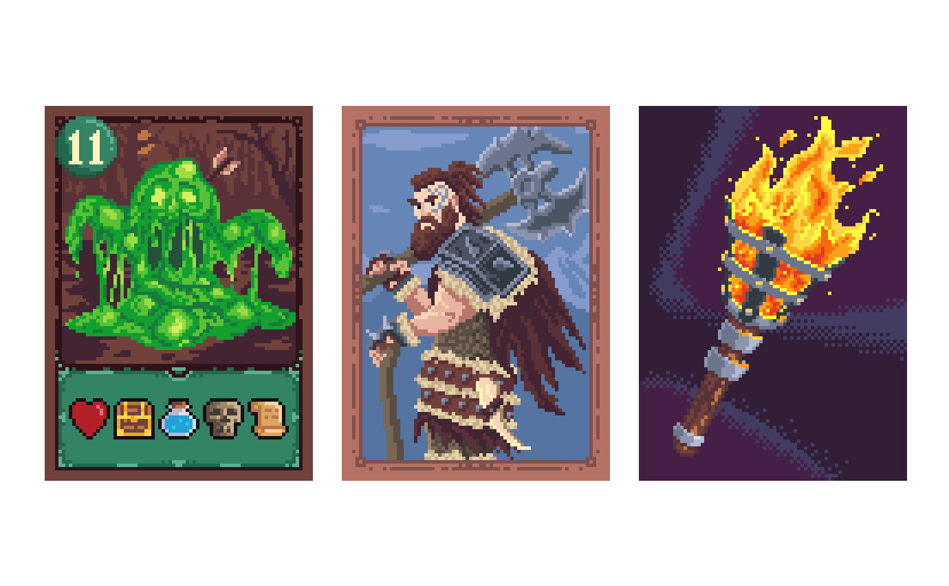 Pixel art cards