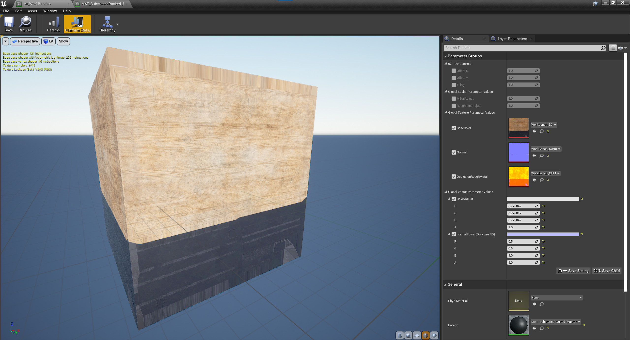 Table Material Instance Painted with Substance Painter