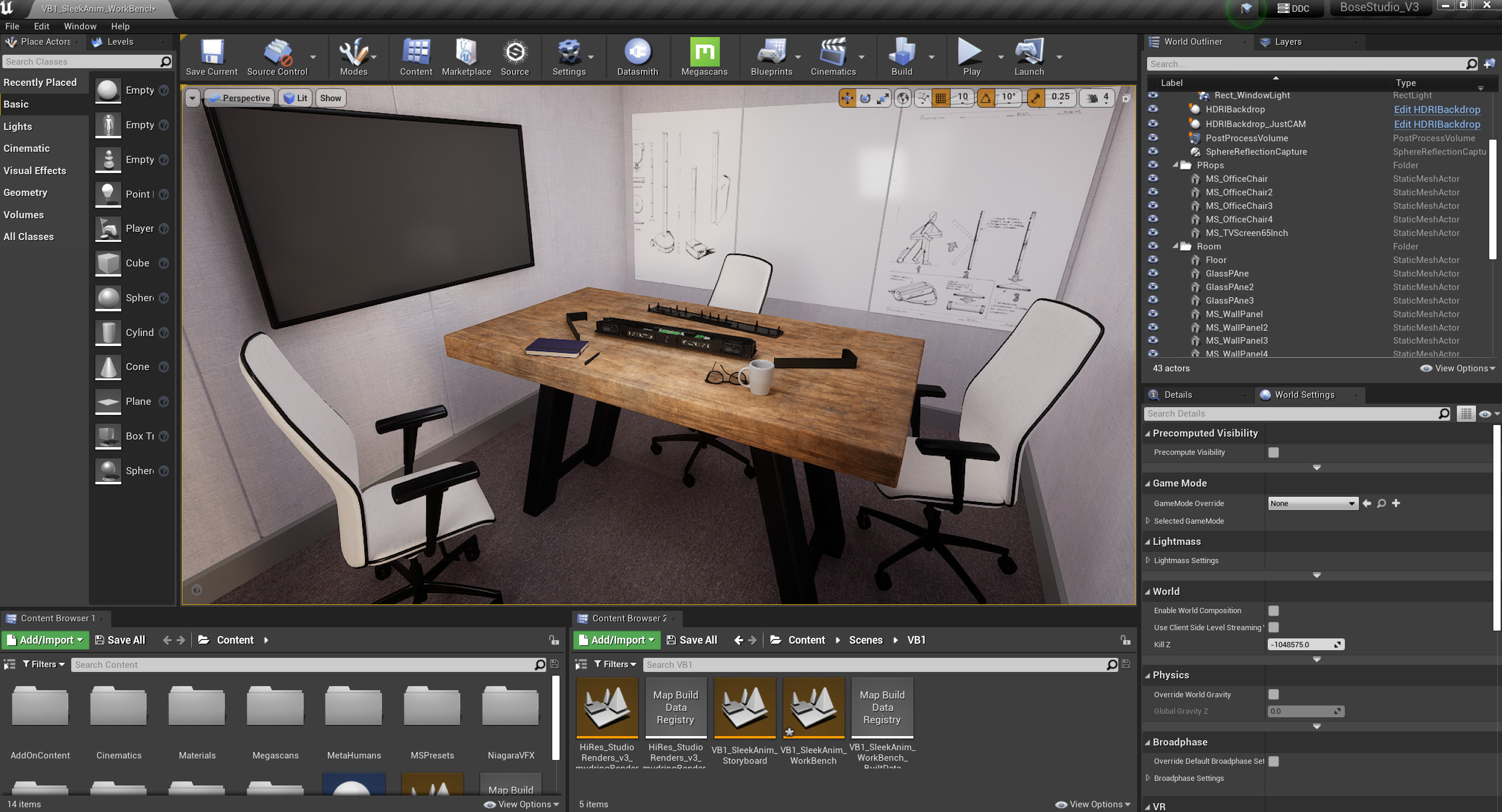 In editor shots of the work bench room