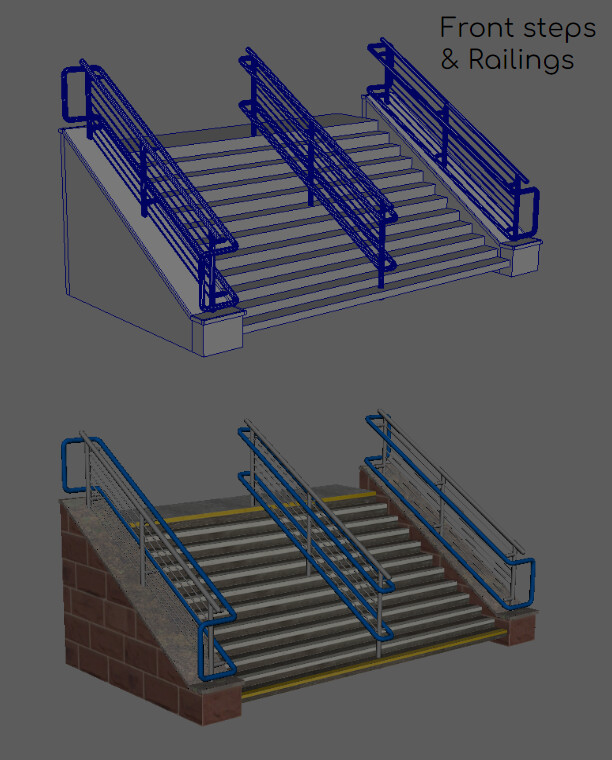 Front Steps  - Textured/Untextured - Maya