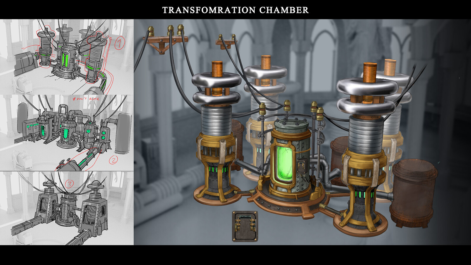 Concept sketches and ideation for the chamber