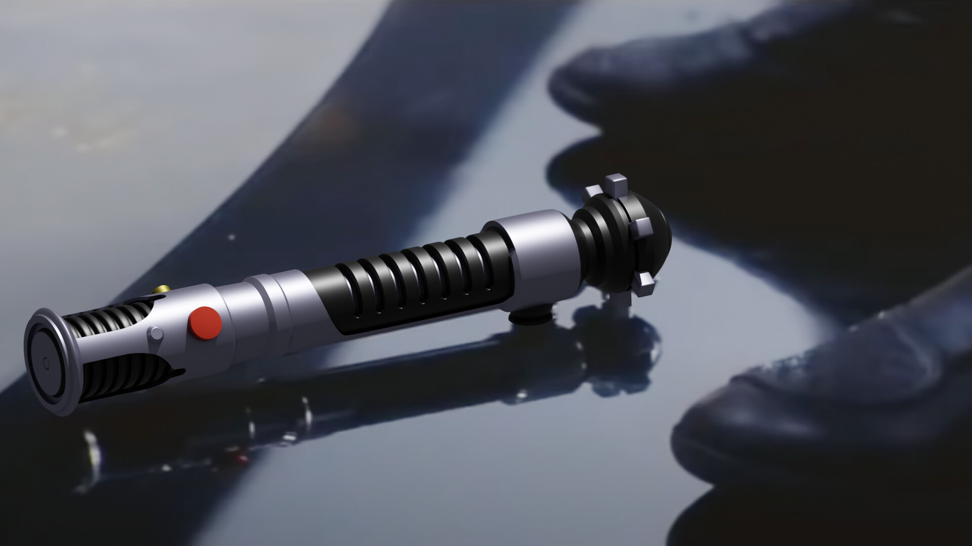Kenobi's Lightsaber by the Feet of Maul 