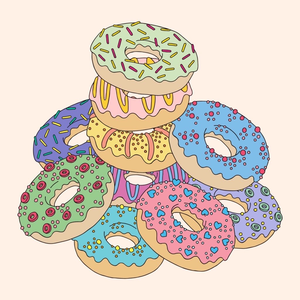 Разукрашки Пончики
