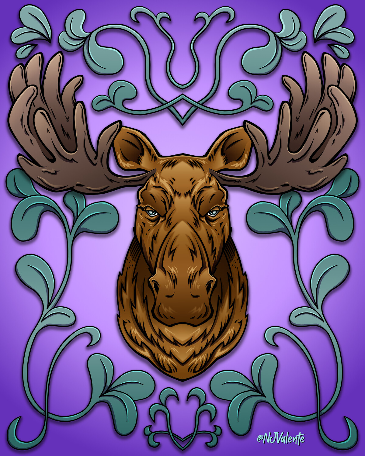 Majestic Moose vector art, done in Affinity Designer.