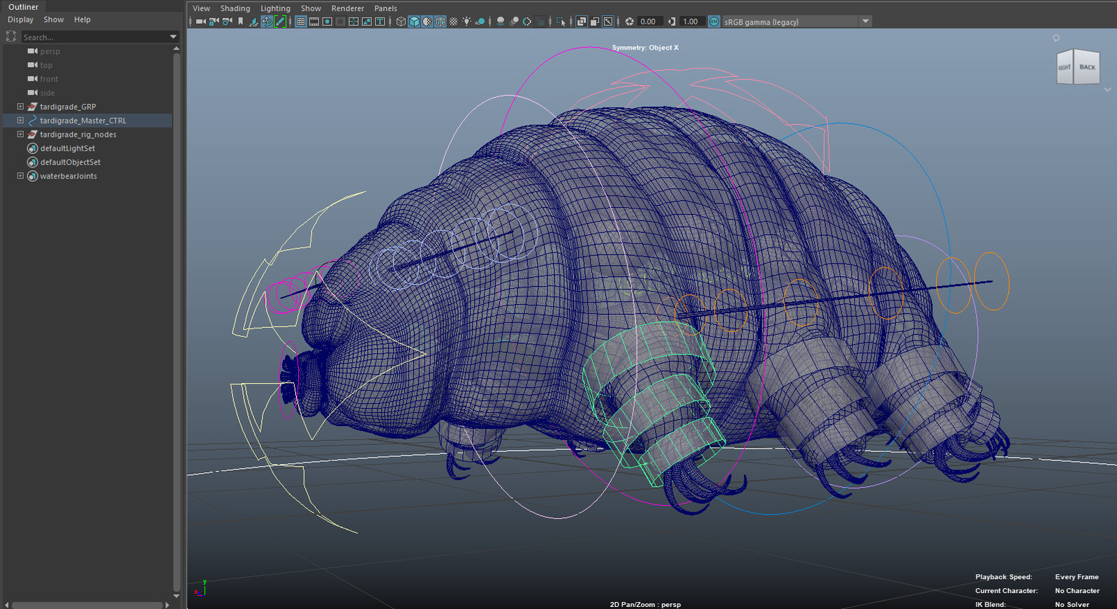 Screenshot of tardigrade rig in Maya