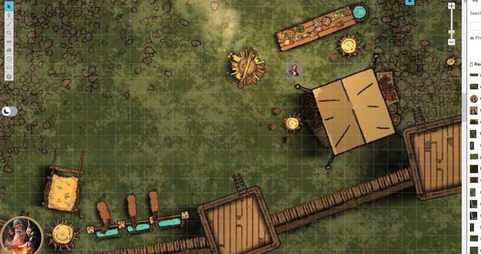 Roll20 Free (480 x 160) close up to show resolution appearance in-game.