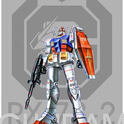 RX-78-2 ガンダム浮世絵 ArtStation - Gundam RX-78-2 (Kunio Okawara tribute) (yellow)