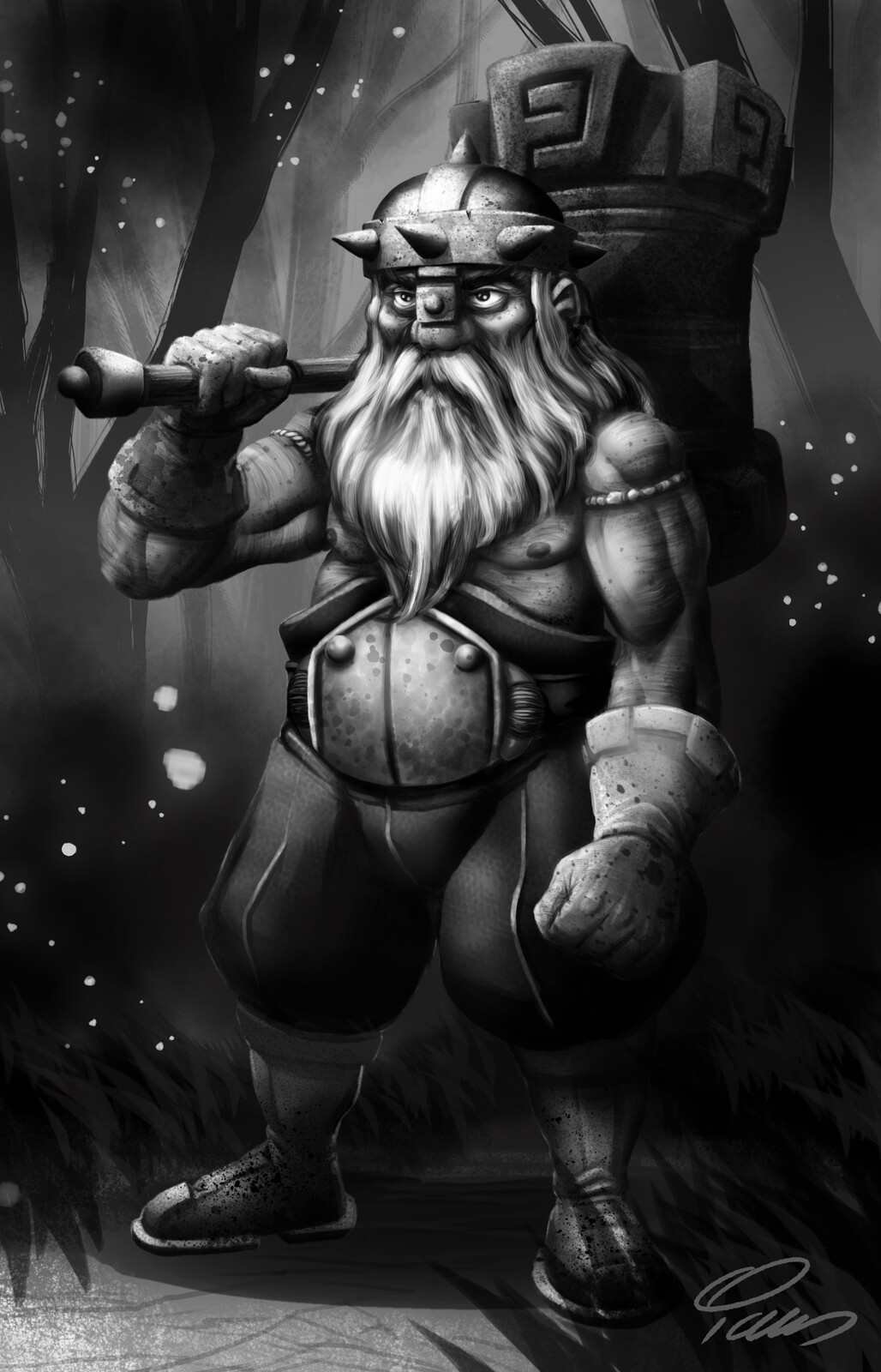 Here is a full figure dwarf from my comic The Axe of Hellena. I am putting these together as a potential RPG or Art Book in the future. 