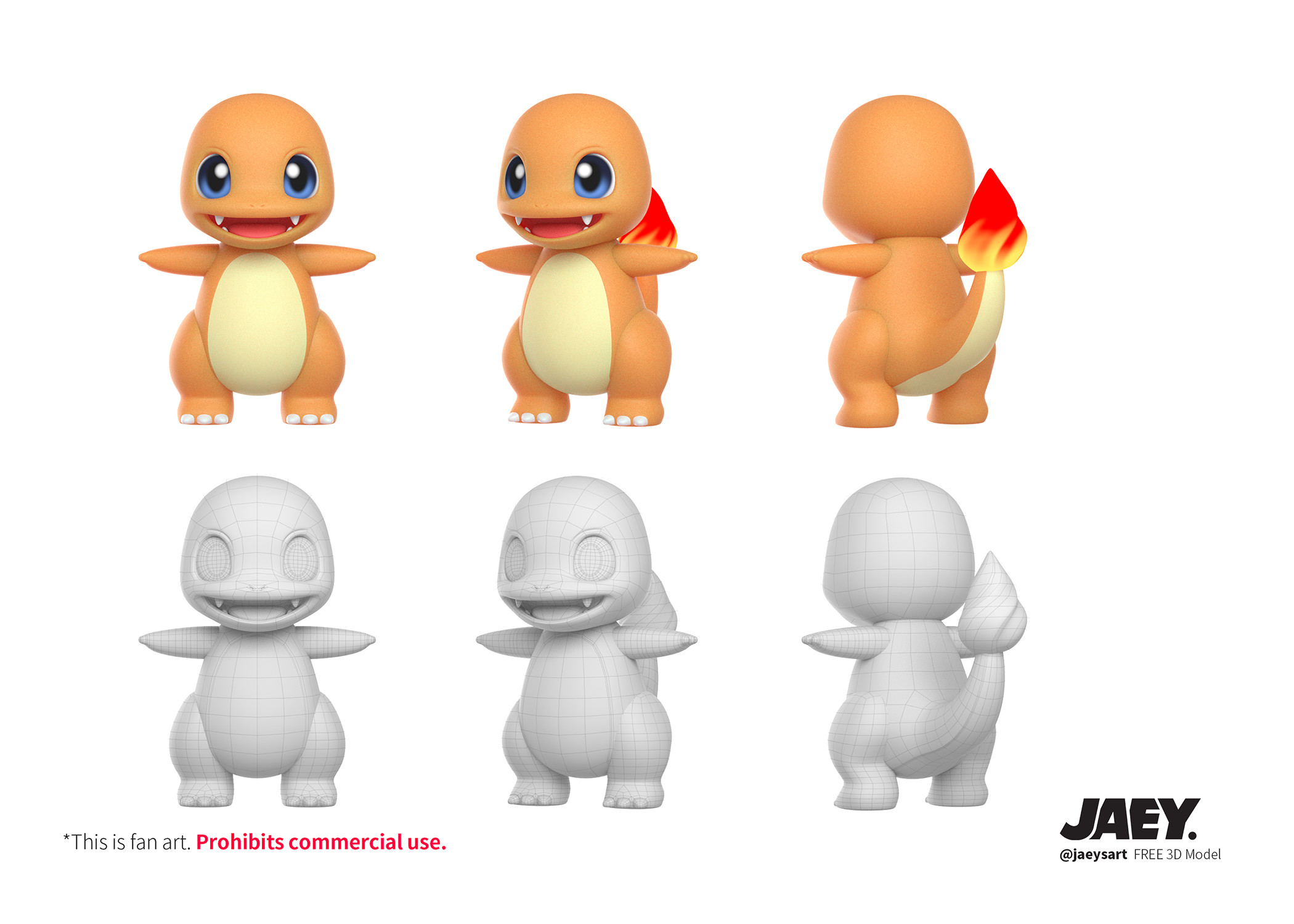 Plus-Plus Charmander (Pokemon) in 2D