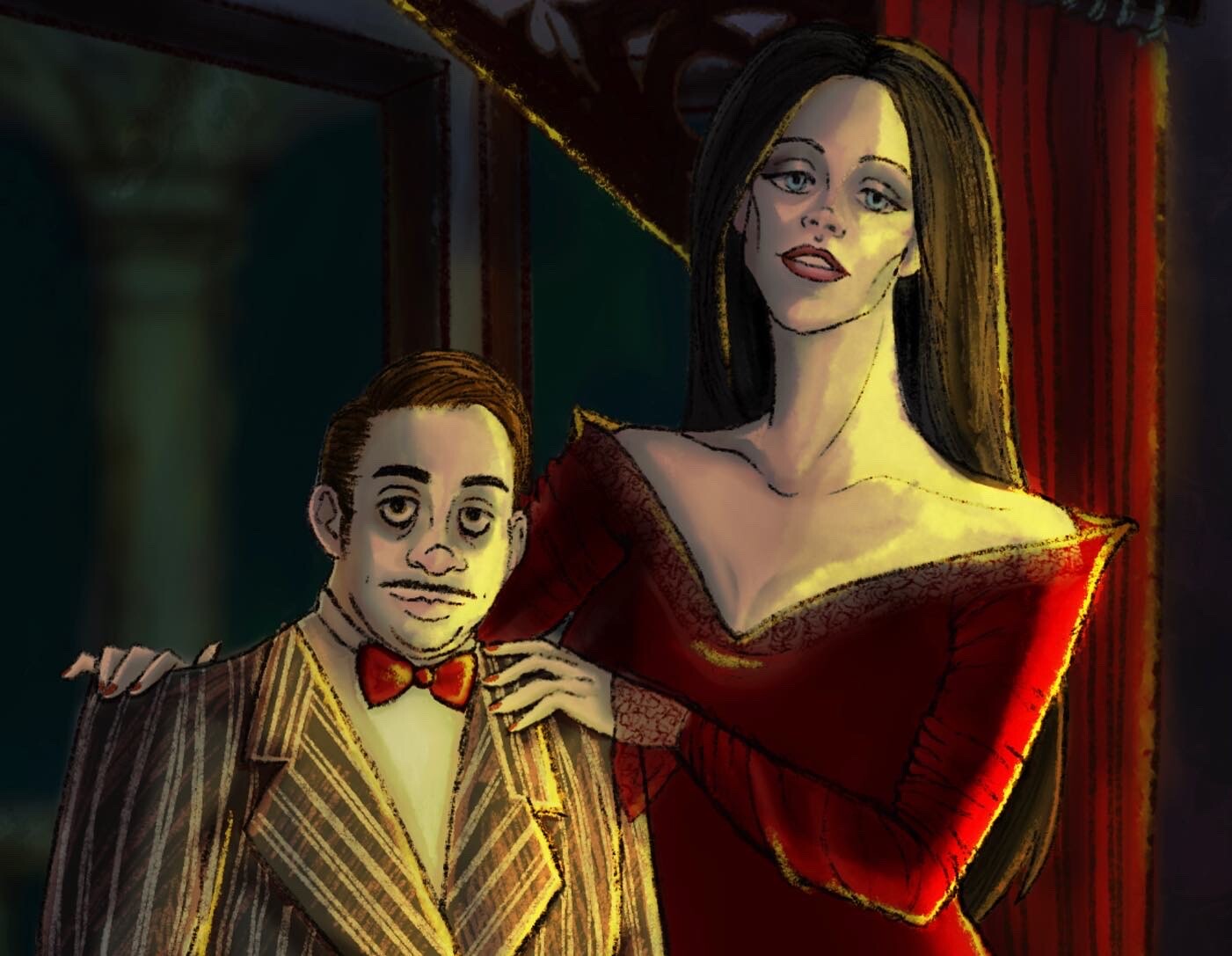 ArtStation - Gomez and Morticia Addams Couple's Portrait