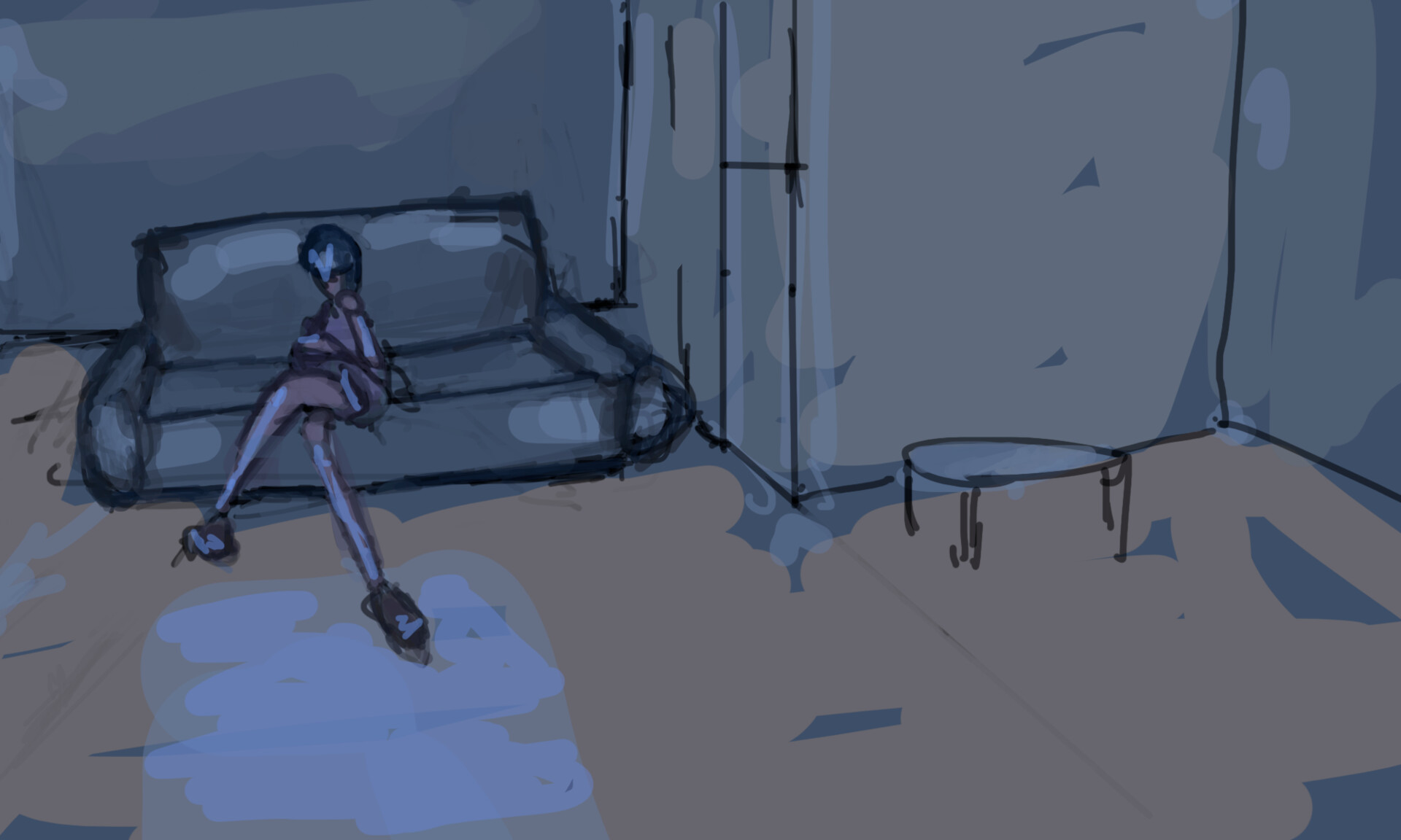 ArtStation - girl watching tv