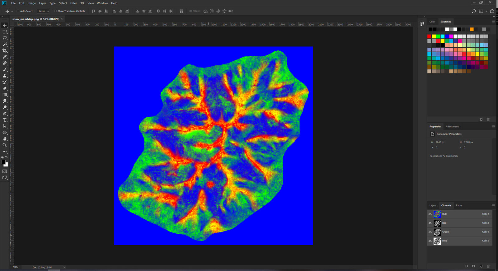 Viewing/Editing splat map in Photoshop.