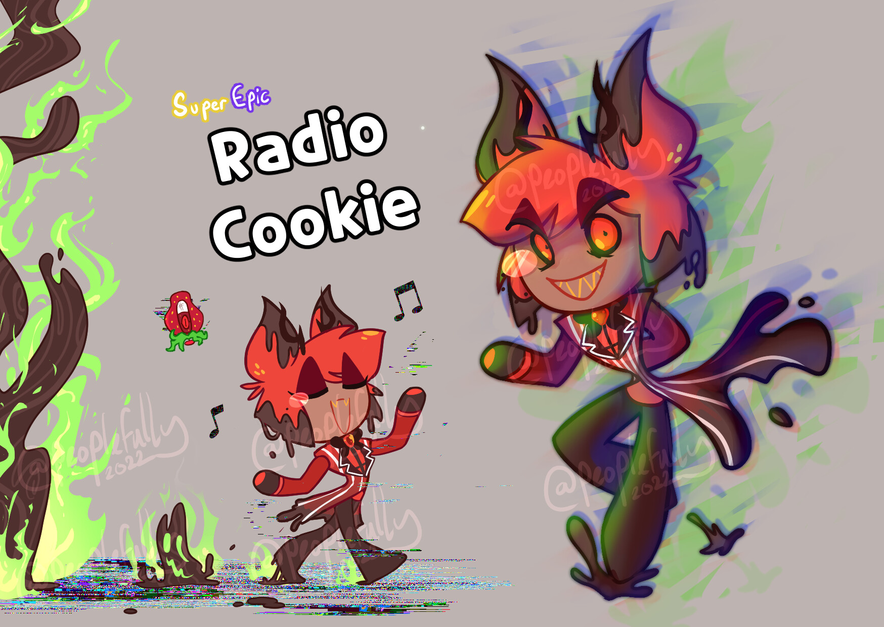 Lucas lovell mills alastor hazbin hotel in cookie run art style