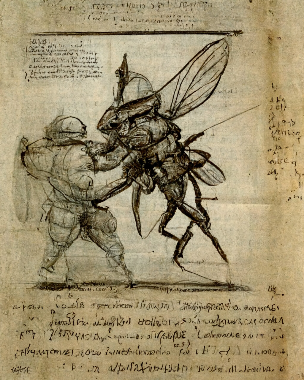 "I told the constable about the spiders. His was different. It would fly like a [cicada]. He did not believe me, so I counted it. I did not look away. Soon it feel asleep, and the constable sought to end it with his knife. They fought, and it struck him."