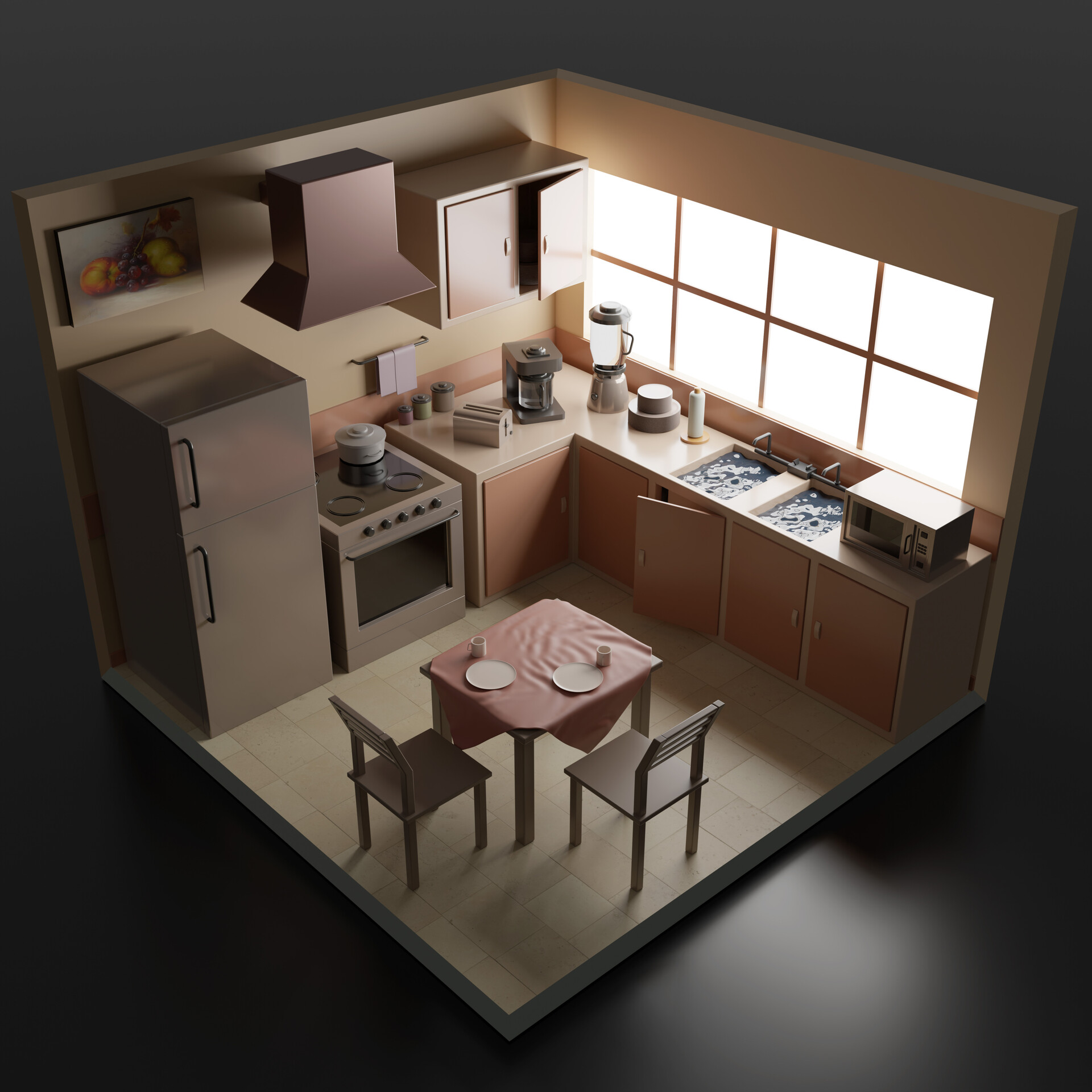 ArtStation Mini Kitchen Interior Modeling...
