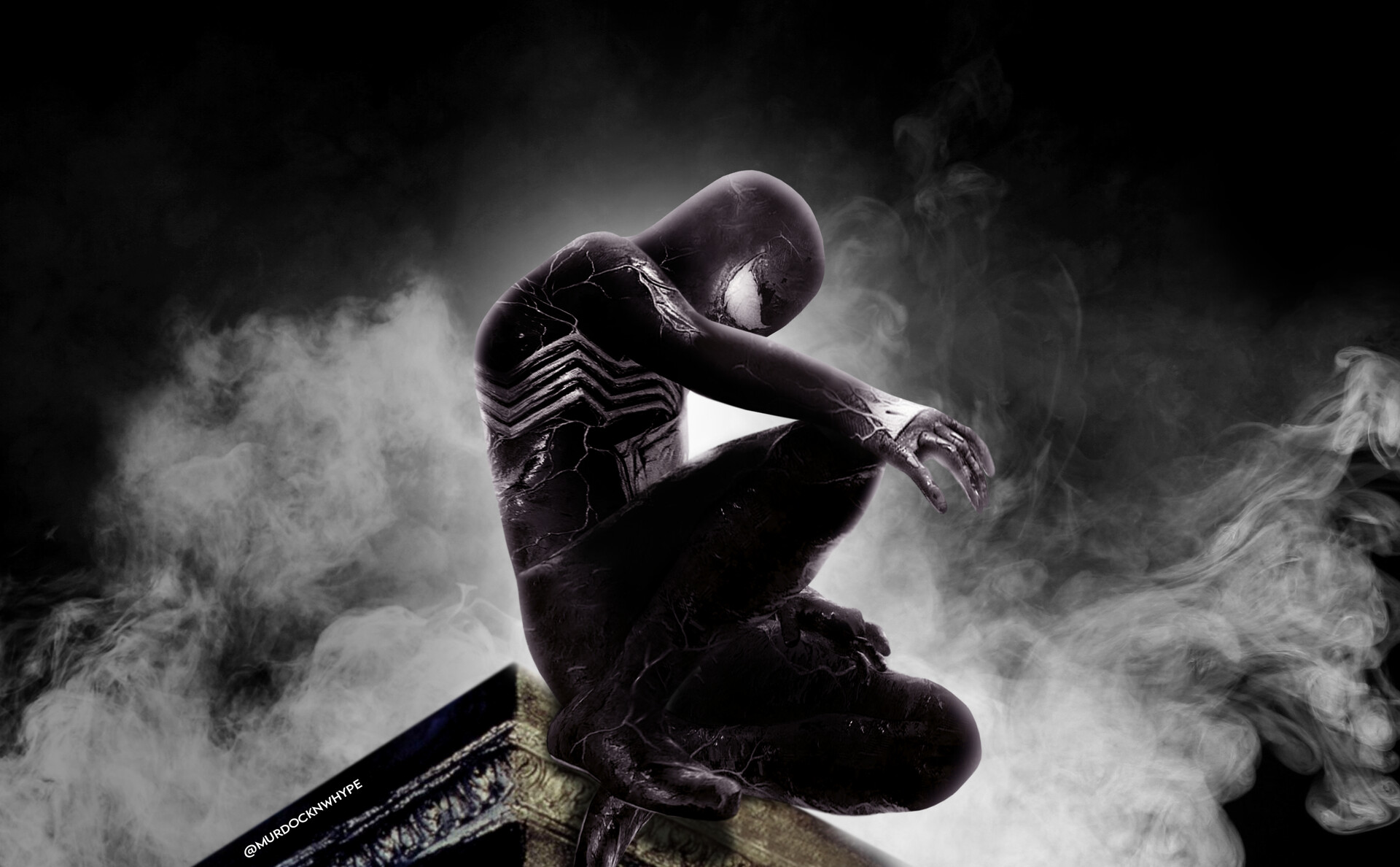 ArtStation - Tom Holland Spider-Man with the Black Suit Venom (MCU) -  Wallpaper / Poster