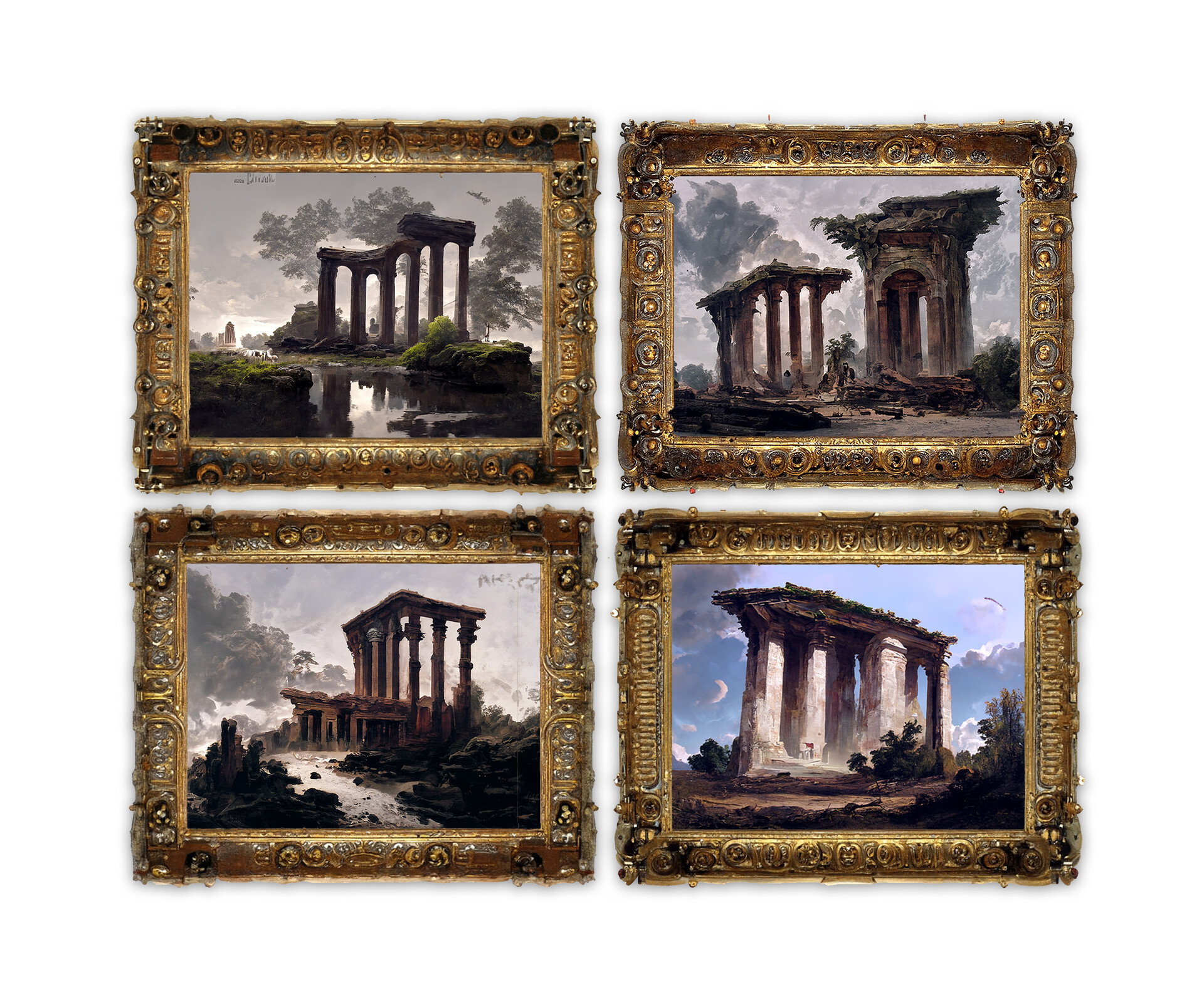the_french_artist - AI Generated Temple ruins painting, in a AI ...