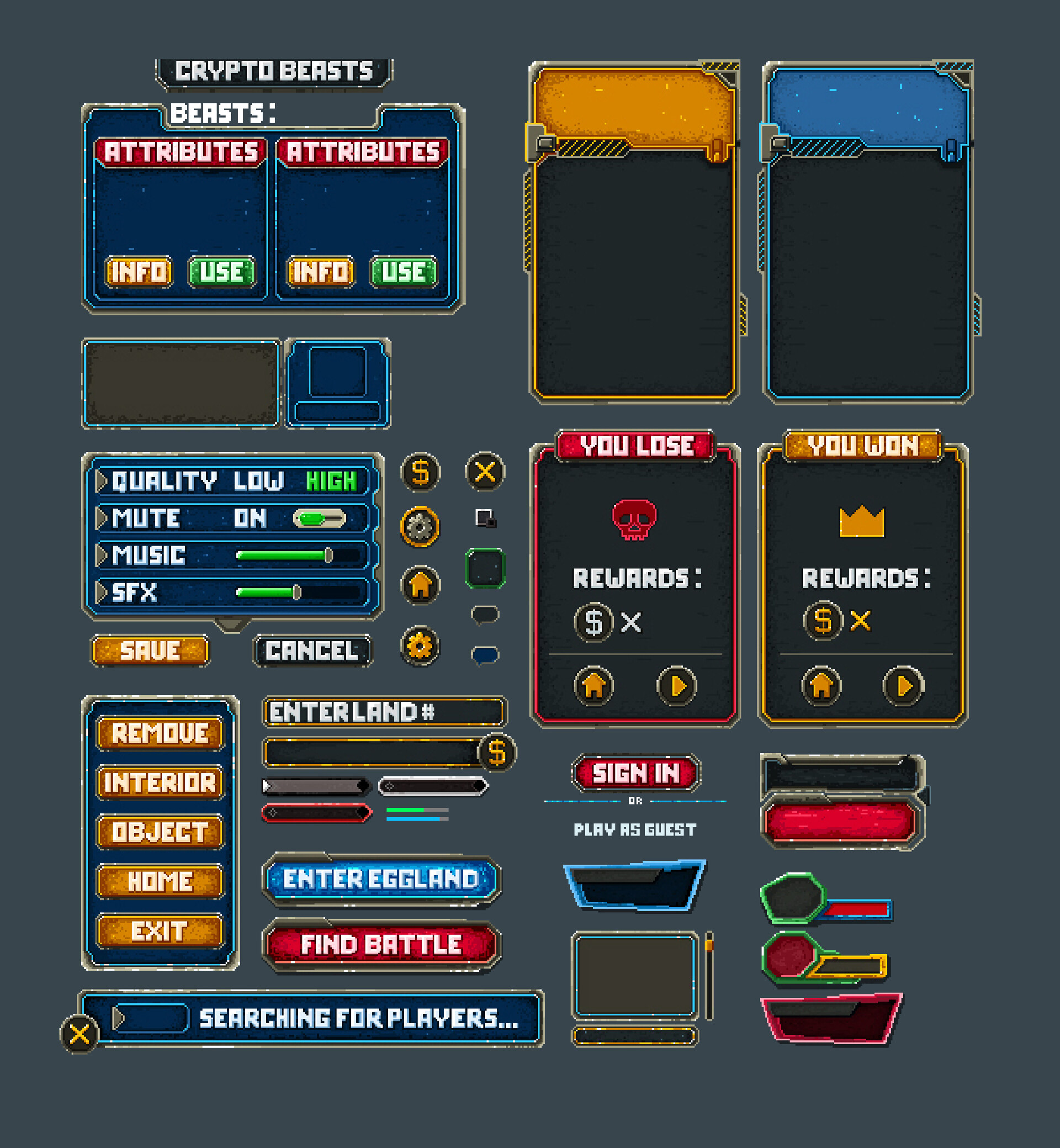 ArtStation - Pixel Art UI Screens, Elements, Buttons and Icons for Crypto  Game