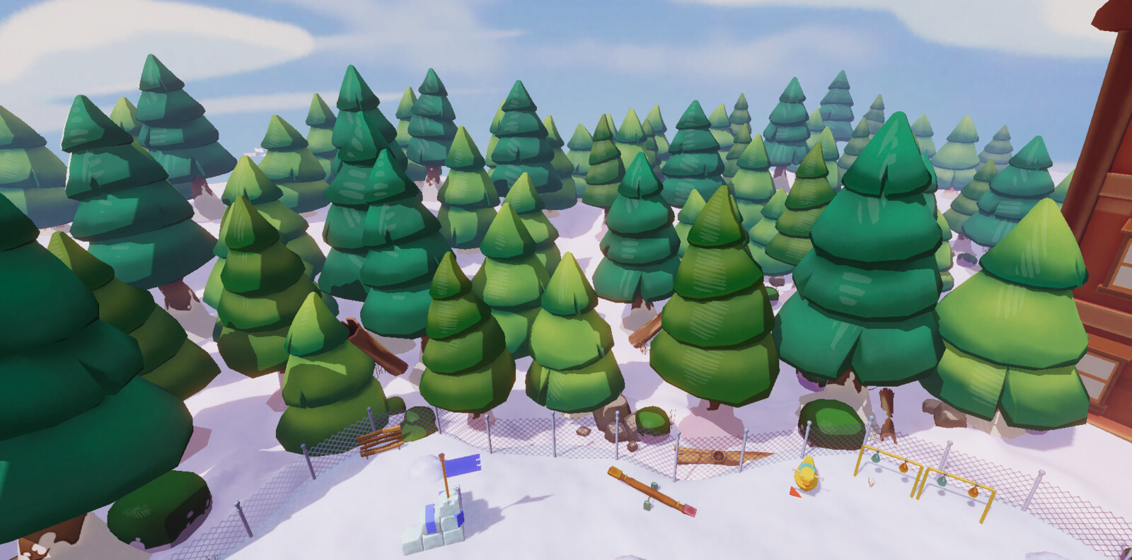The fir trees in-game as foliage