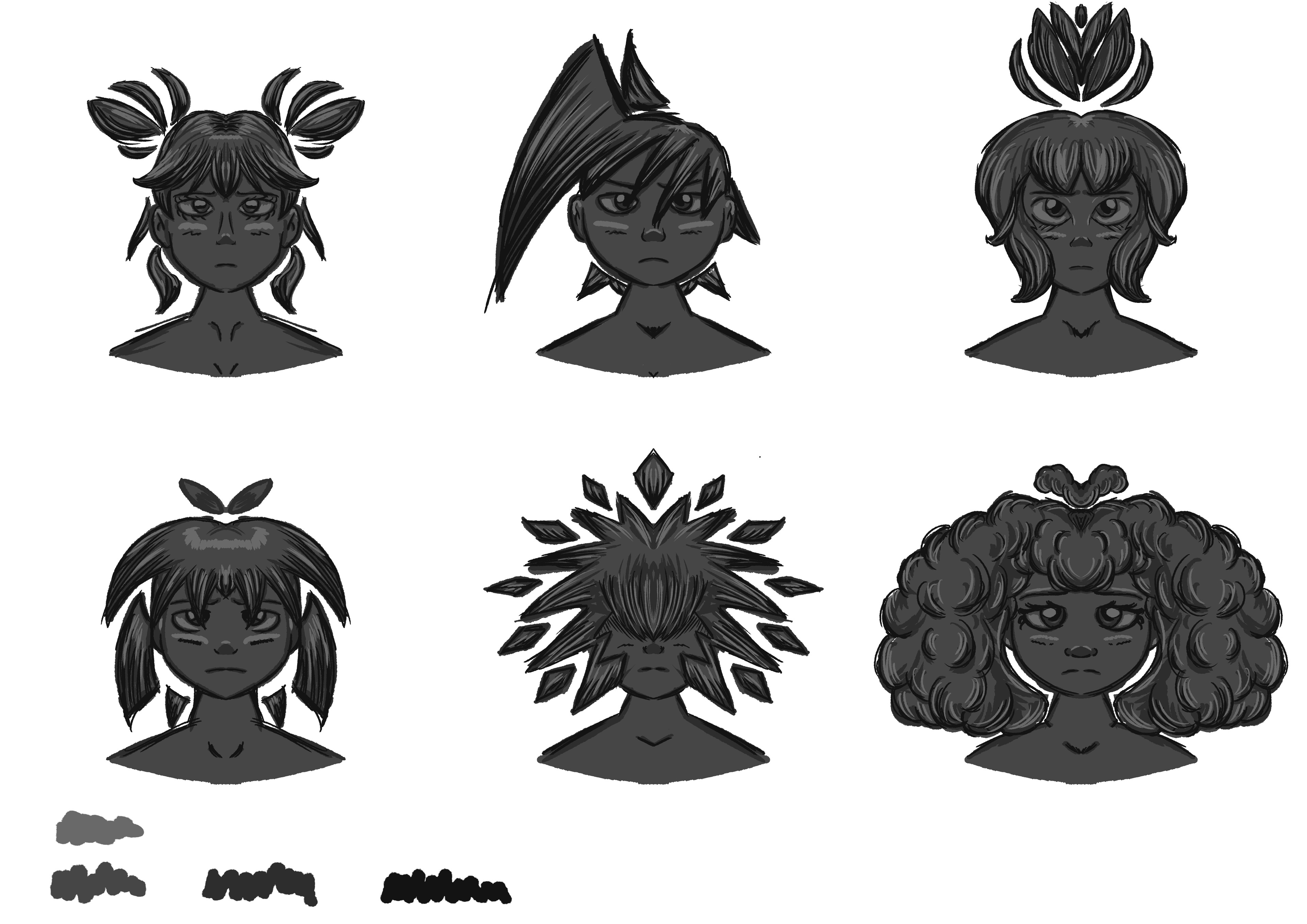 Female Hairstyle silhouettes.