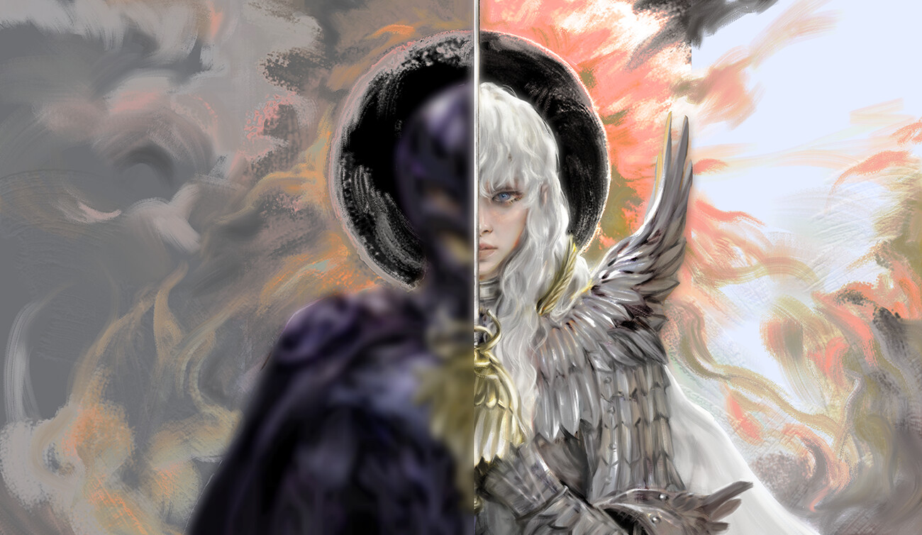 Гриффит берсерк манга. Гриффит демон. Апостол фемто. Berserk фемто. Гриффит фемто.