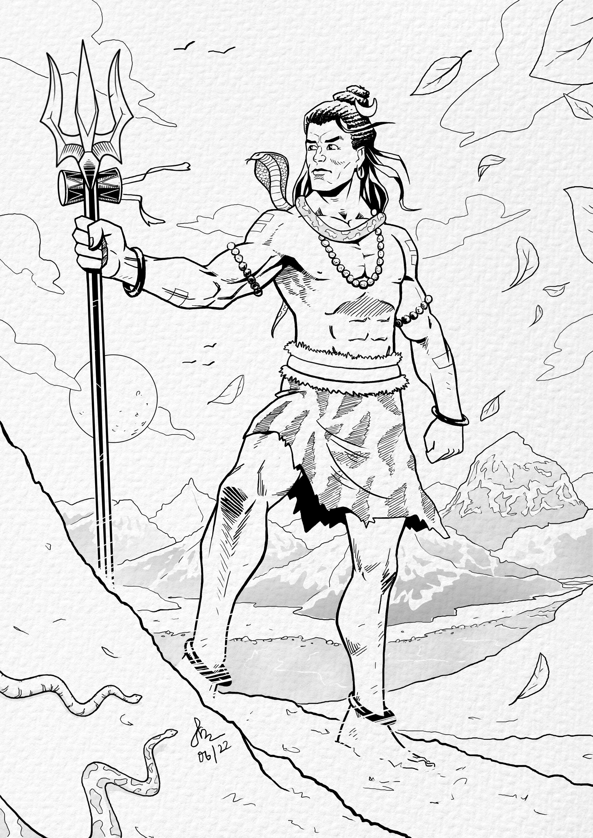 Download Lord Shiva Angry Drawing Wallpaper | Wallpapers.com