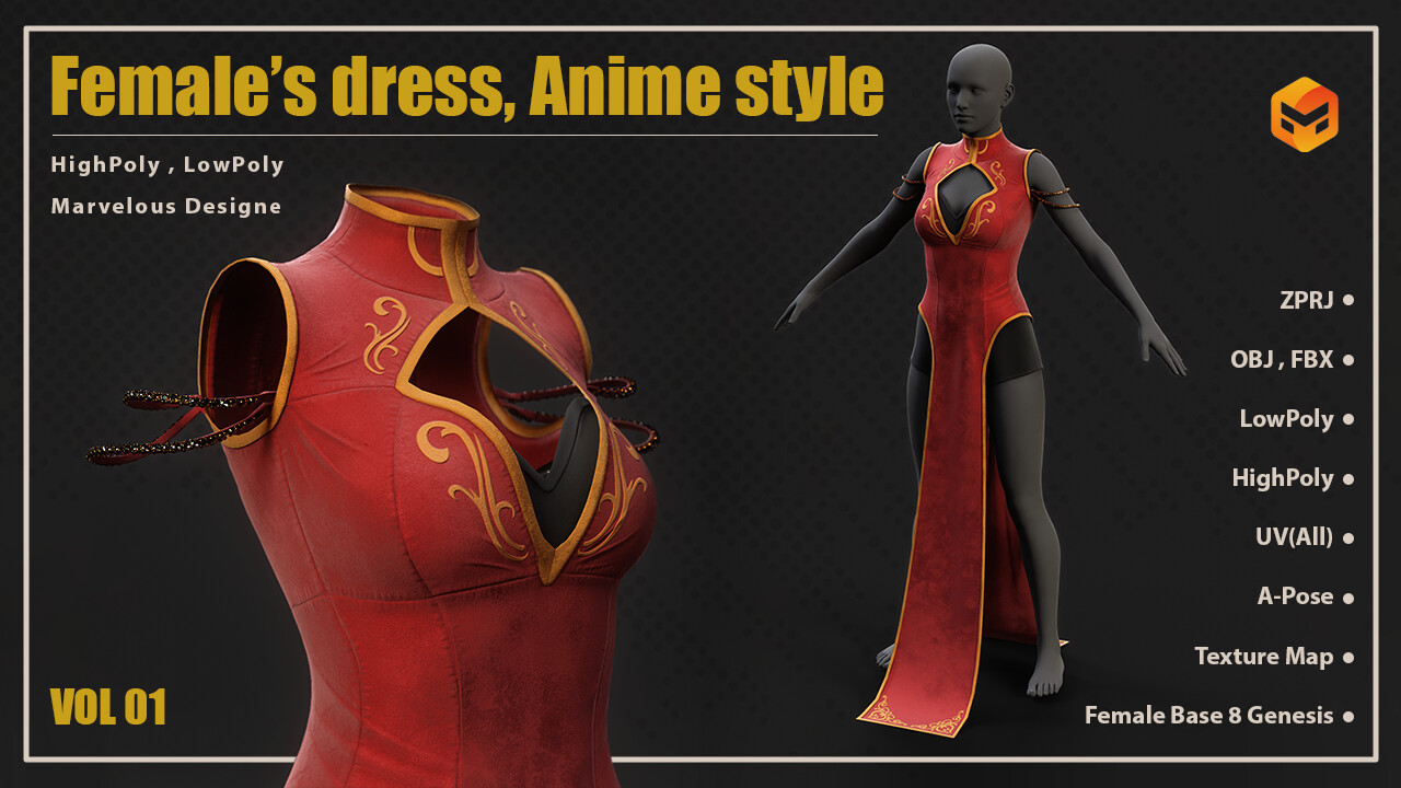 ArtStation - women's dress - Anime style , Vol 01 ArtStation - women's dress - Anime style , Vol 01