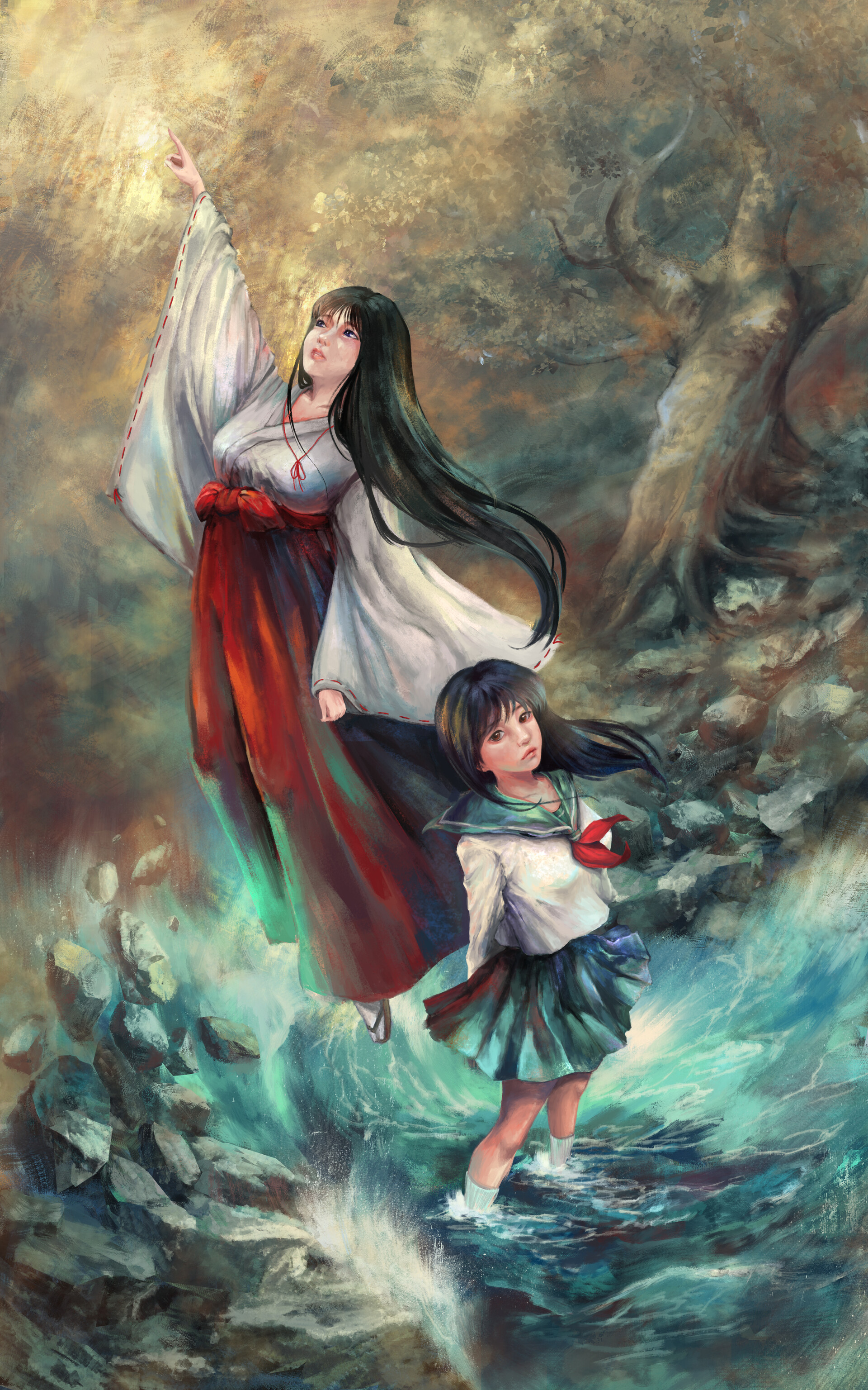 ArtStation - Kagome and Kikyo Fan Art